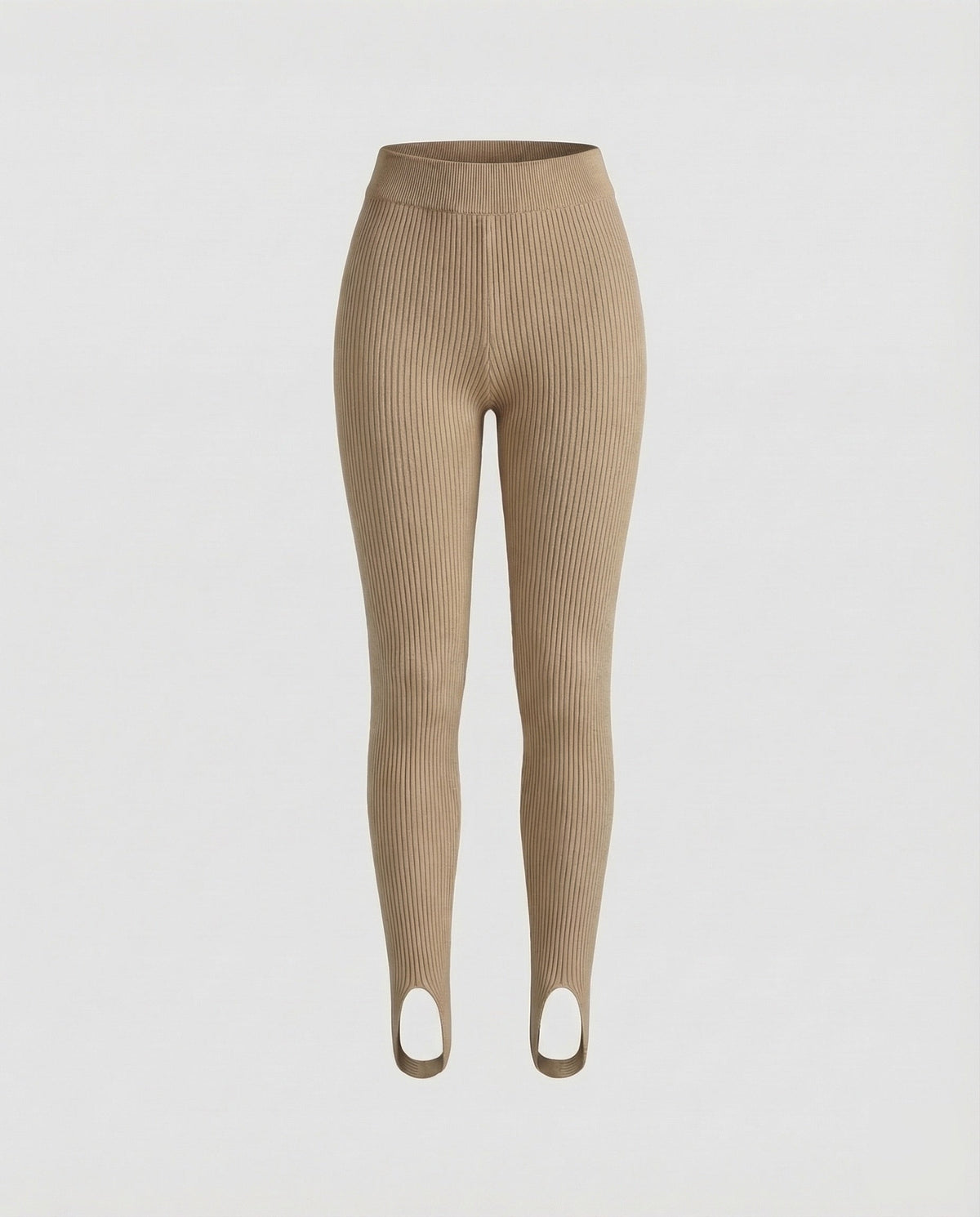 Women's Ribbed Fine Knit Leggings Front Slit - product shot