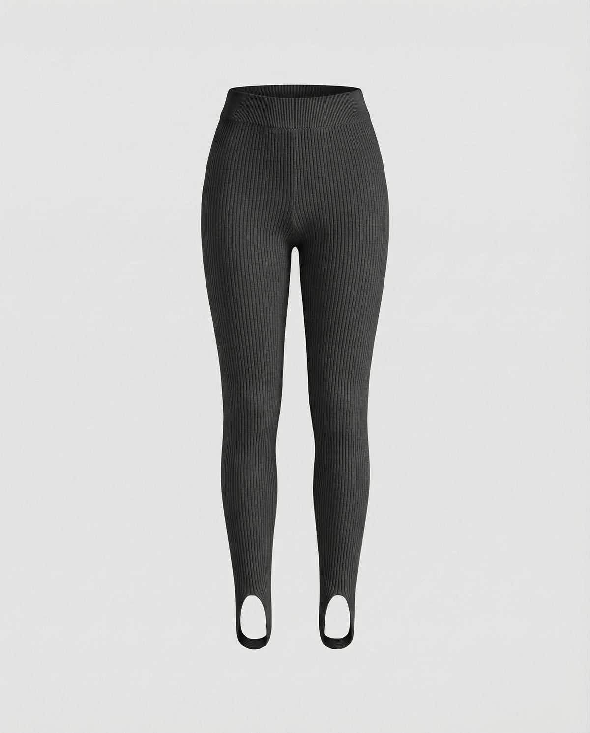 Women's Ribbed Fine Knit Leggings Front Slit - product shot