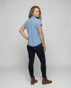 Women Stylish Blouse Top Waterfall Collar - back view