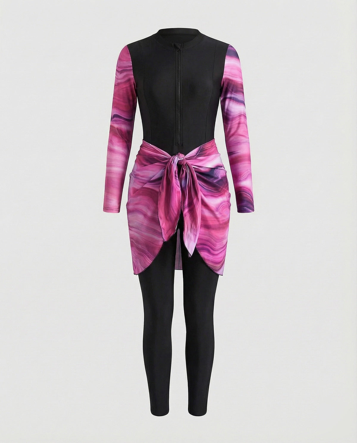 Women's Long Sleeve Swimwear Set Wrap Skirt - product shot