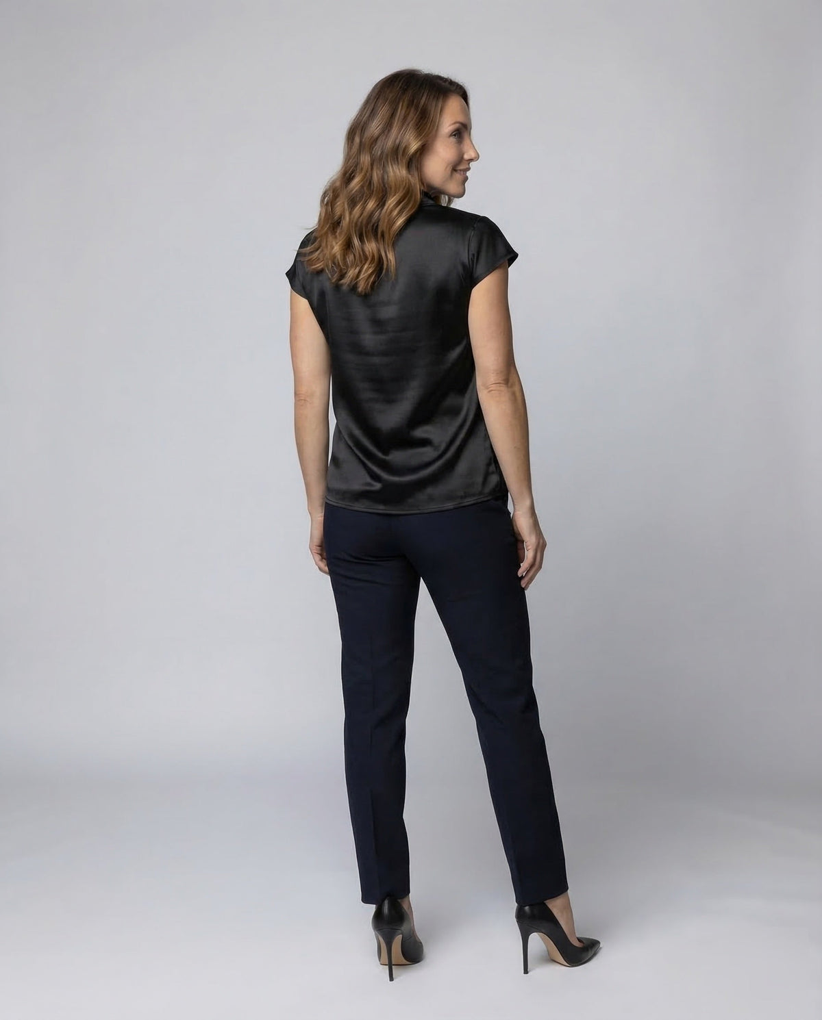 Women's Blouse Top Waterfall Neckline - back view