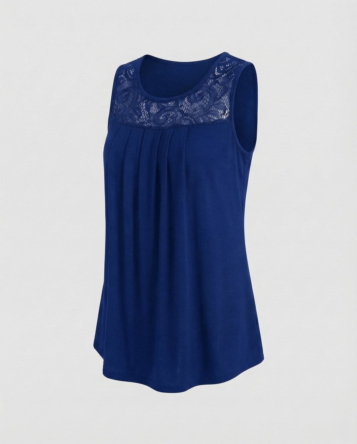 Women Blouse Top Lace Yoke Pleats - product shot