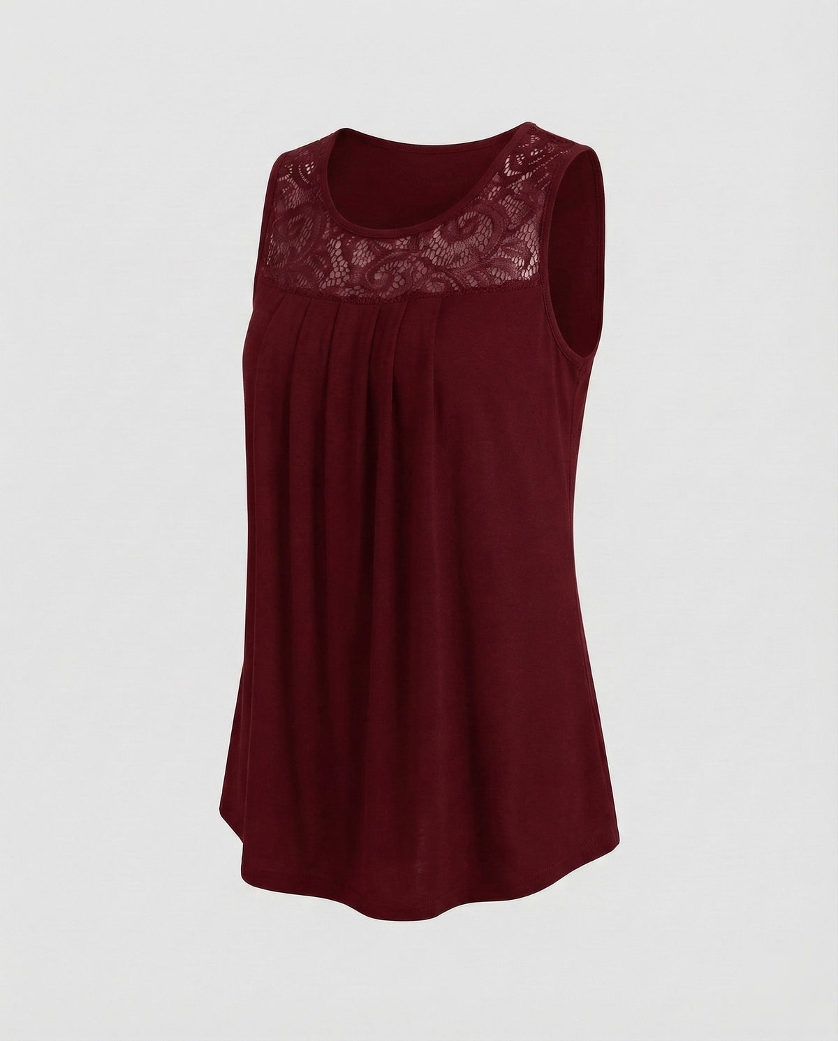 Women Blouse Top Lace Yoke Pleats - product shot