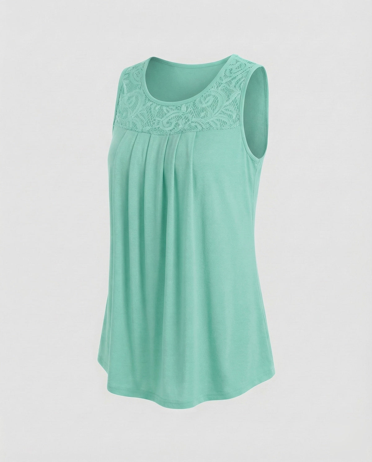 Women Blouse Top Lace Yoke Pleats - product shot