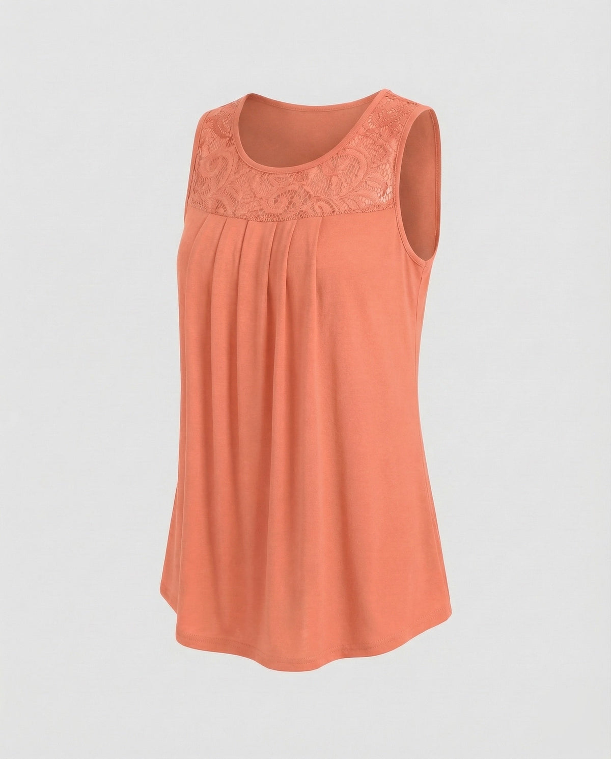Women Blouse Top Lace Yoke Pleats - product shot