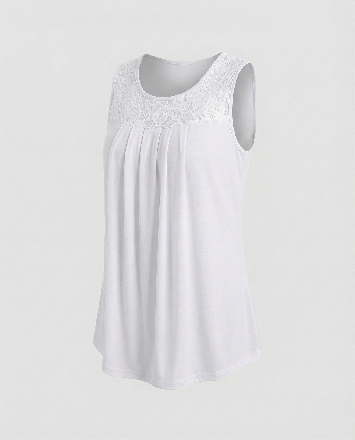 Women Blouse Top Lace Yoke Pleats - product shot