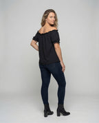 Women's casual Carmen blouse top. - back view