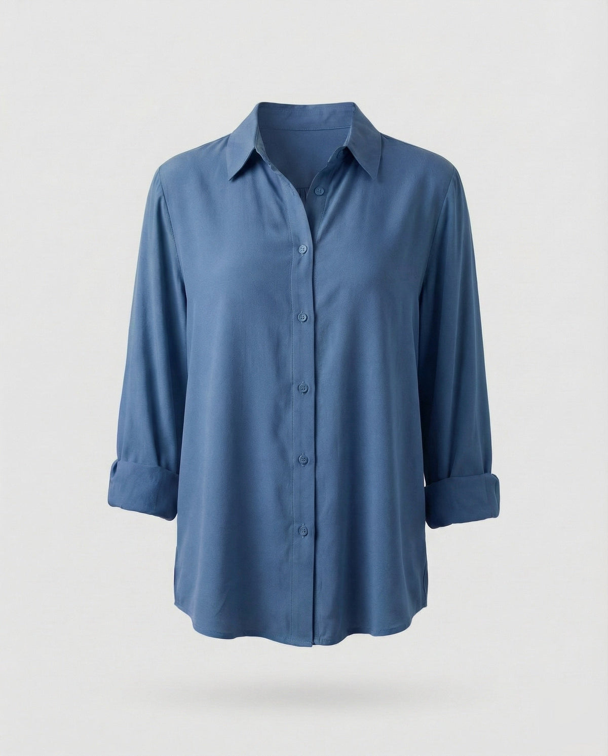 Women's blouse top with floral lace yoke and box pleats. - product shot