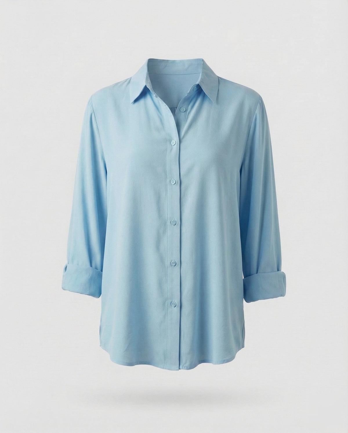 Women's blouse top with floral lace yoke and box pleats. - product shot