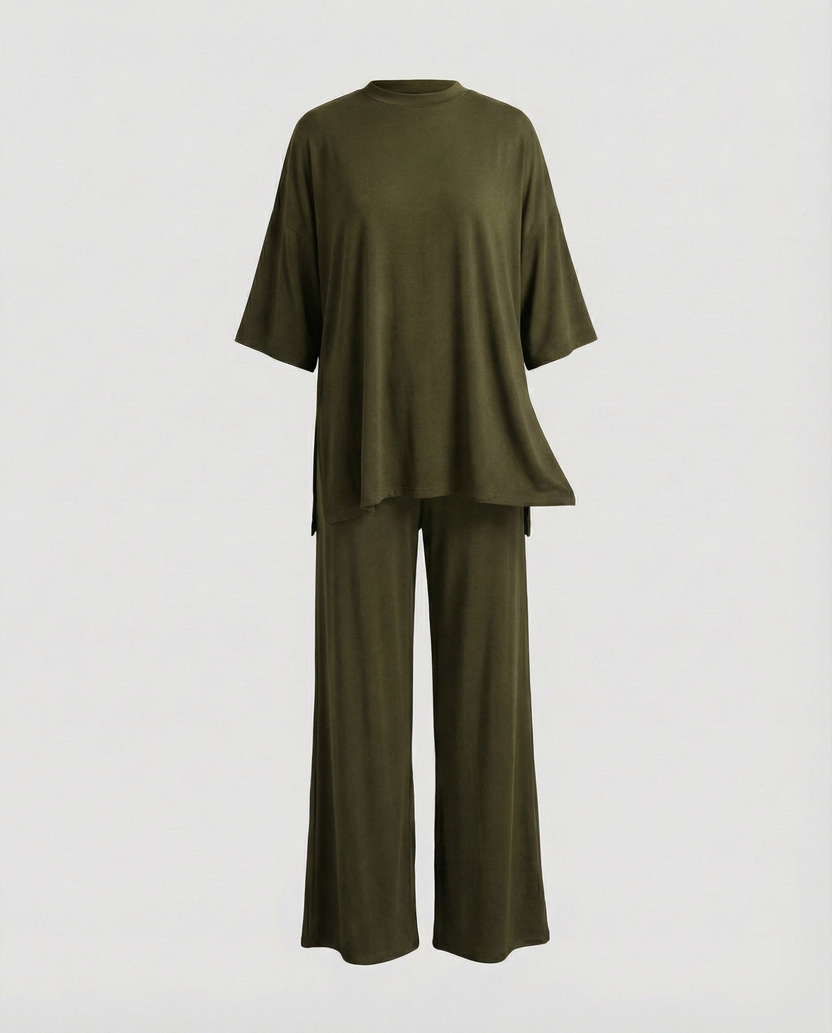 Ladies two-piece jersey set with palazzo pants - product shot