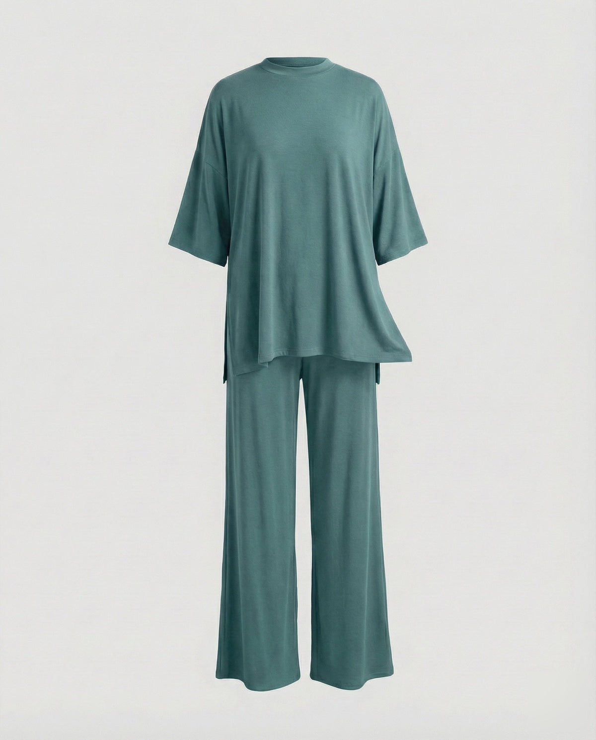Ladies two-piece jersey set with palazzo pants - product shot