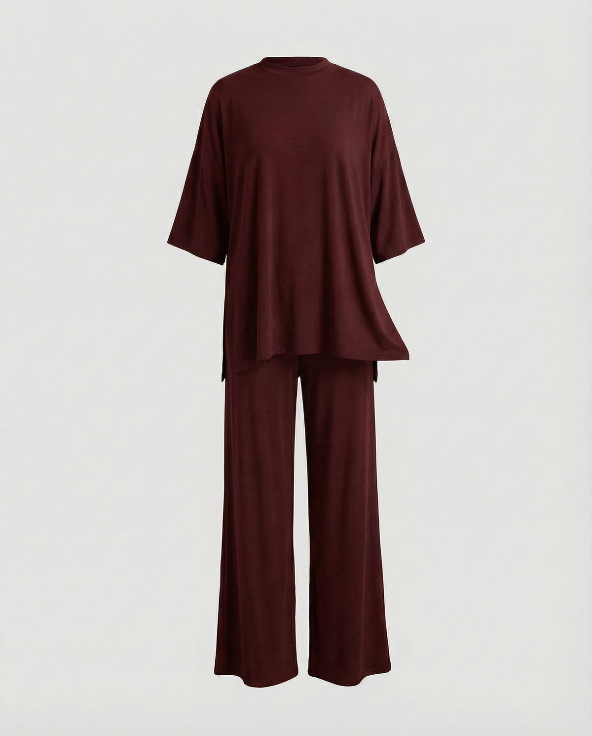 Ladies two-piece jersey set with palazzo pants - product shot