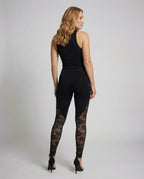 Women High-Waist Leggings with Lace Inserts - back view