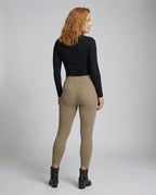 Women's high-cut knit leggings with ankle slit - back view