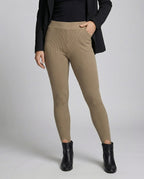 Women's high-cut knit leggings with ankle slit - lower body view
