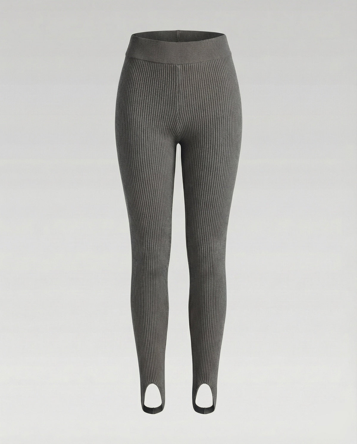 Women's high-cut knit leggings with ankle slit - product shot