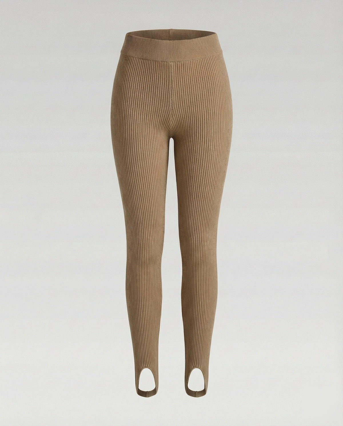 Women's high-cut knit leggings with ankle slit - product shot