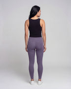 Women's high-waisted yoga leggings with crossover detail - back view