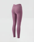 Women's high-waisted yoga leggings with crossover detail - product shot