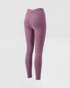 Women's high-waisted yoga leggings with crossover detail - product shot