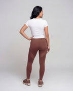 Women's high-waisted yoga leggings with mesh inserts - back view