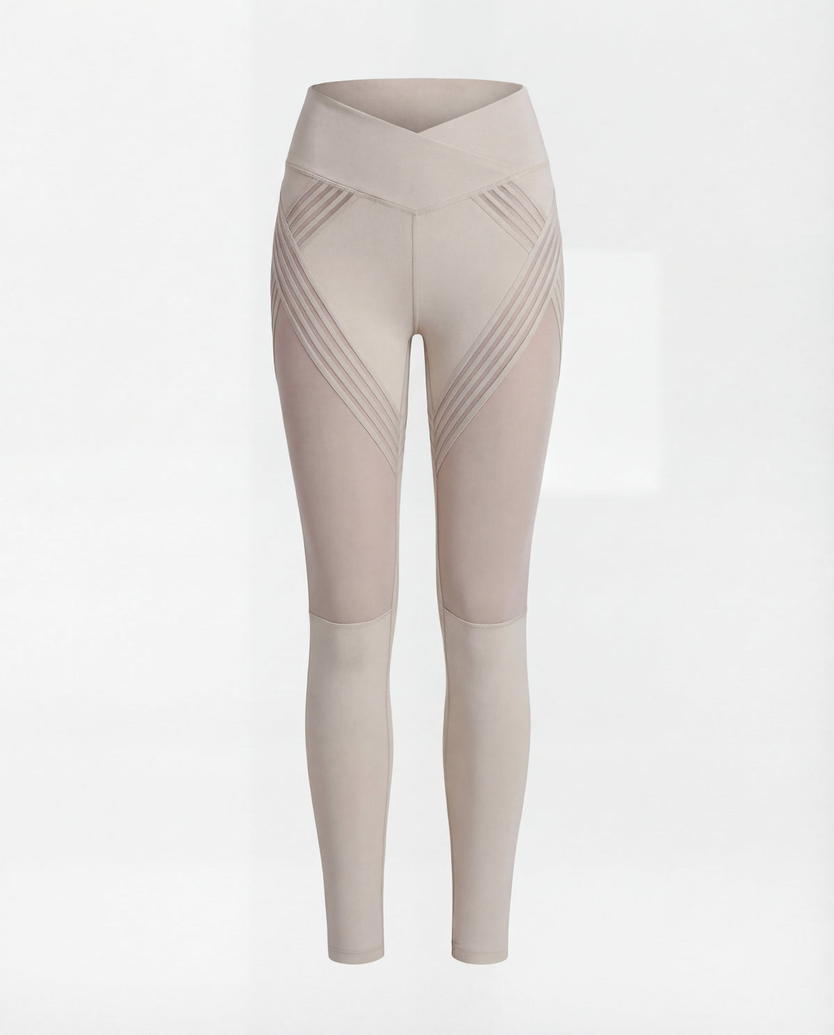 Women's high-waisted yoga leggings with mesh inserts - product shot
