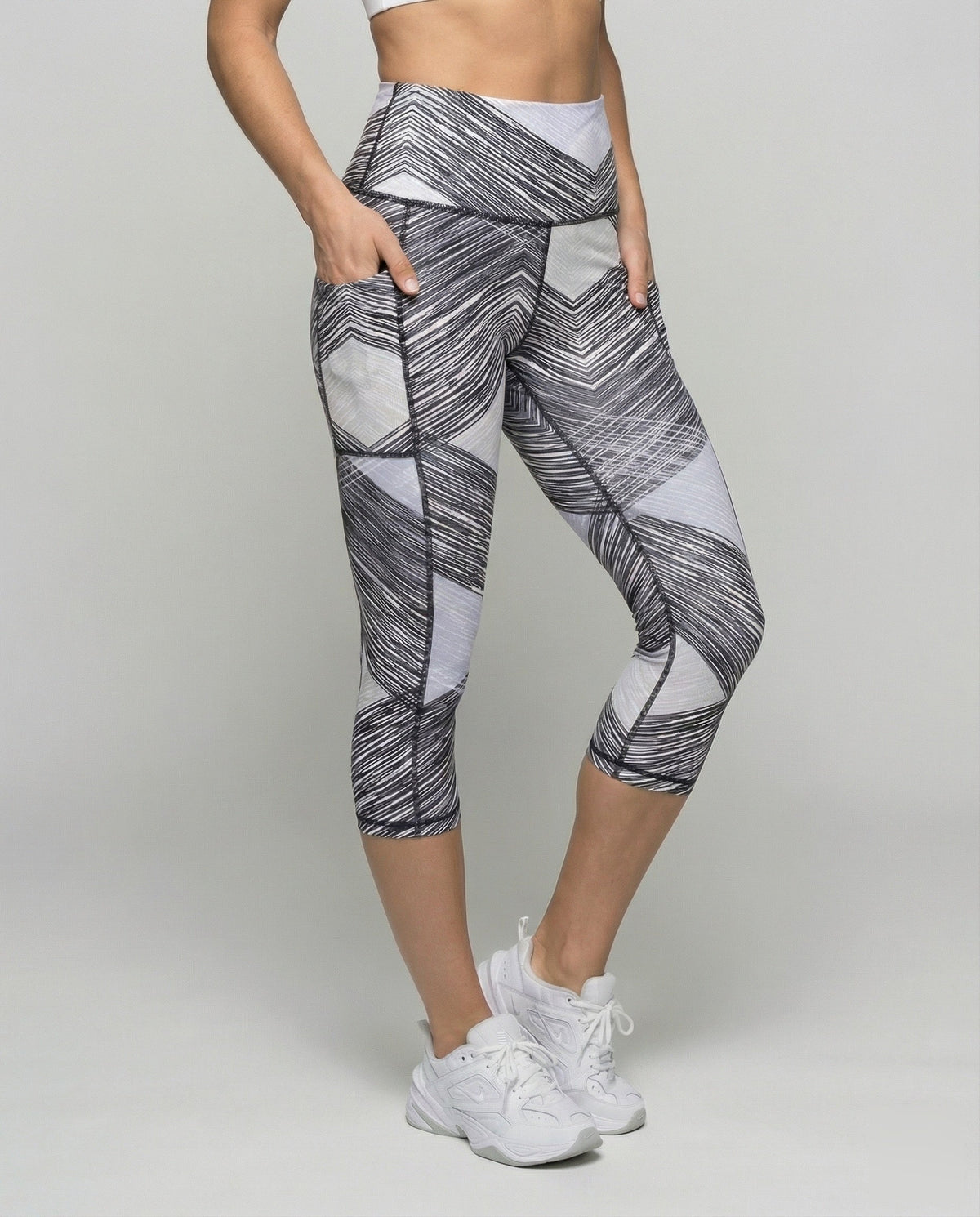Women's Performance Capri Leggings with Scribble Print - lower body view