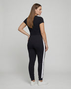 Women Hooded Top Set with Colorblock Leggings - back view