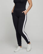 Women Hooded Top Set with Colorblock Leggings - lower body view