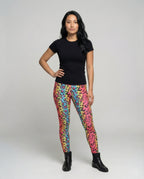 Ladies patterned leggings with star motif - lower body view