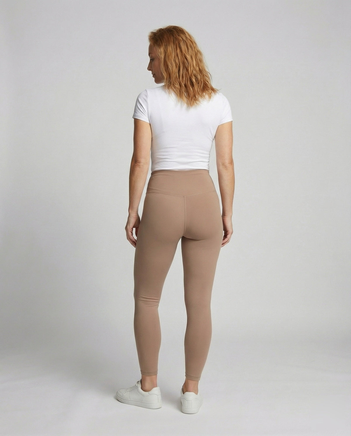Women's high-waisted compression leggings with micro-stretch - back view