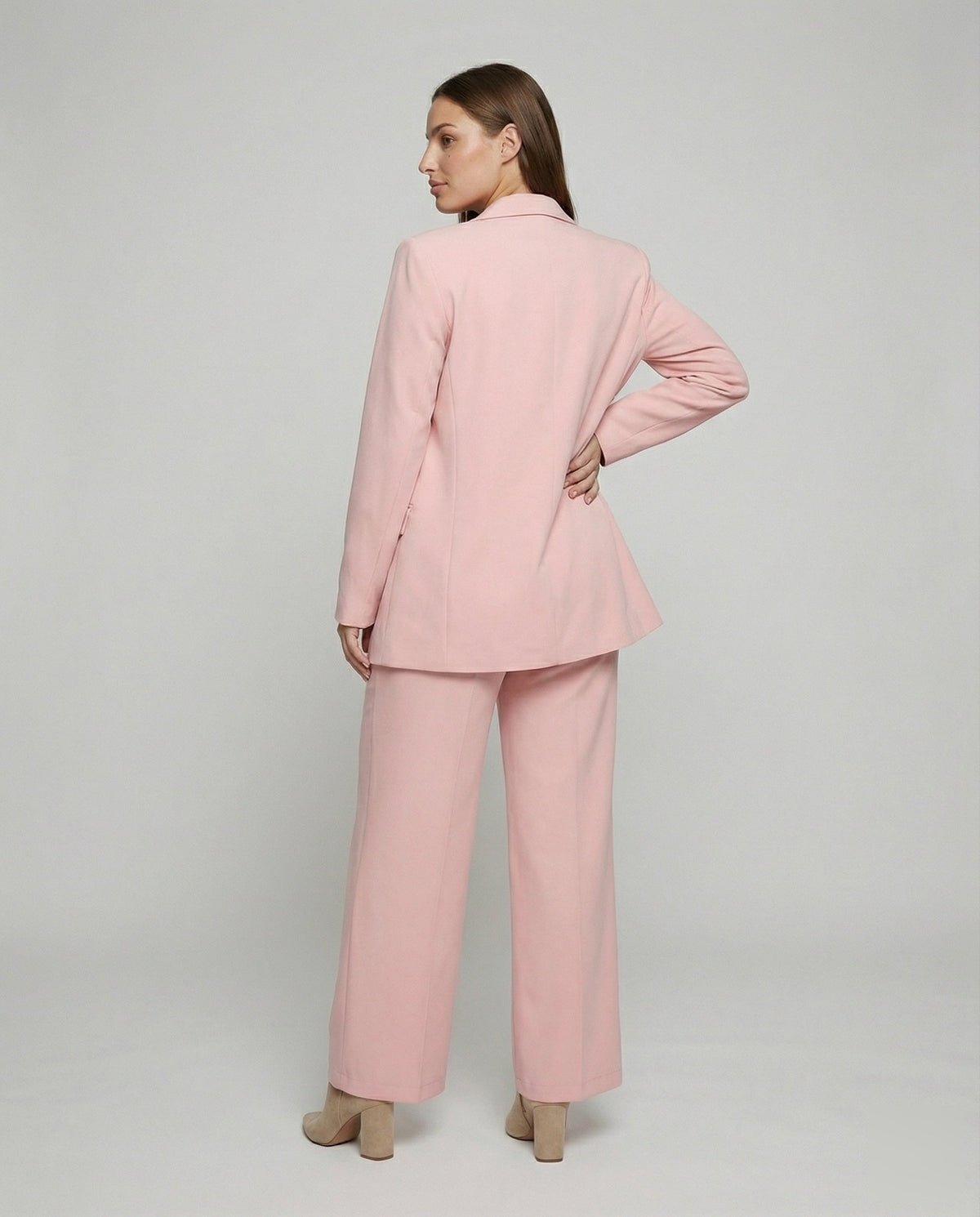 Women Modern Urban Blazer-Pants Ensemble - back view