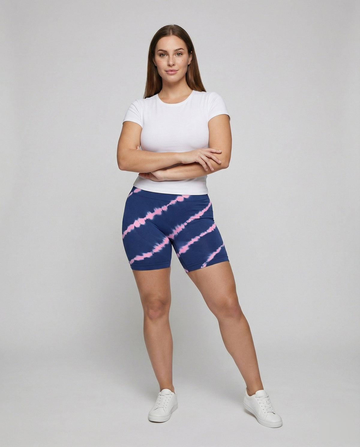 Women's waist-shaping jersey bike leggings - front view