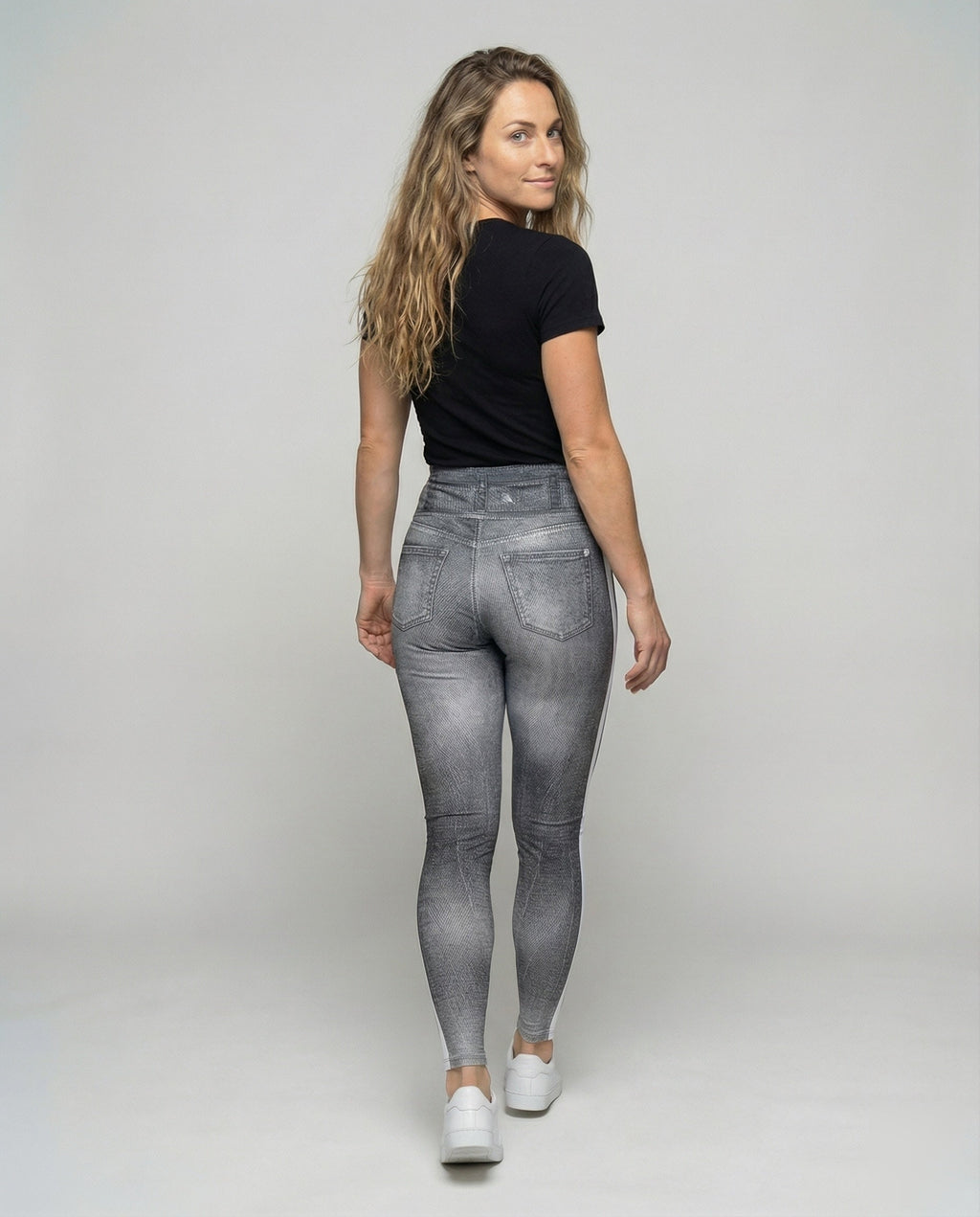 Women's contour leggings in jeans look with butt lift - back view
