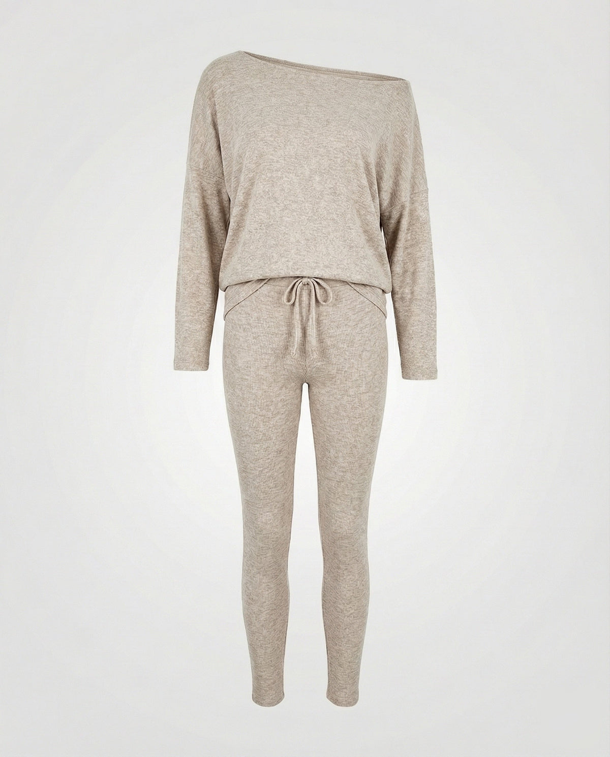 Women's Knit Loungewear Set with Oversized Shoulders - product shot