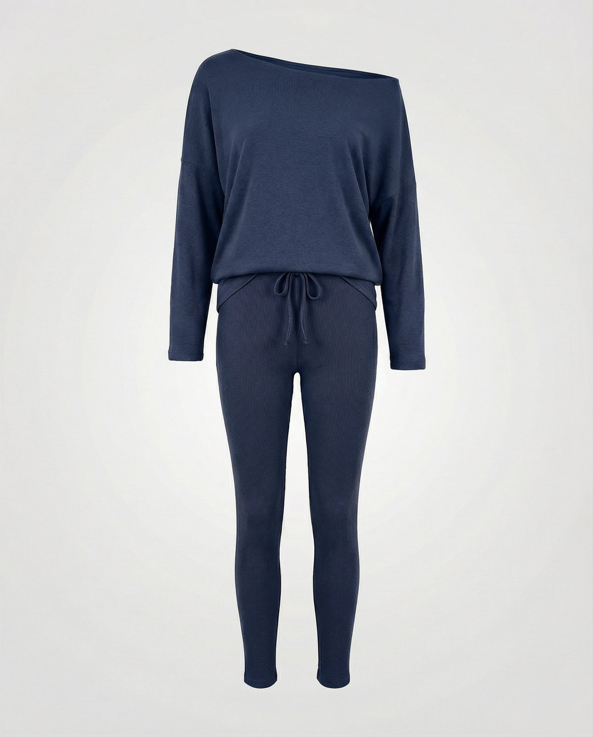 Women's Knit Loungewear Set with Oversized Shoulders - product shot