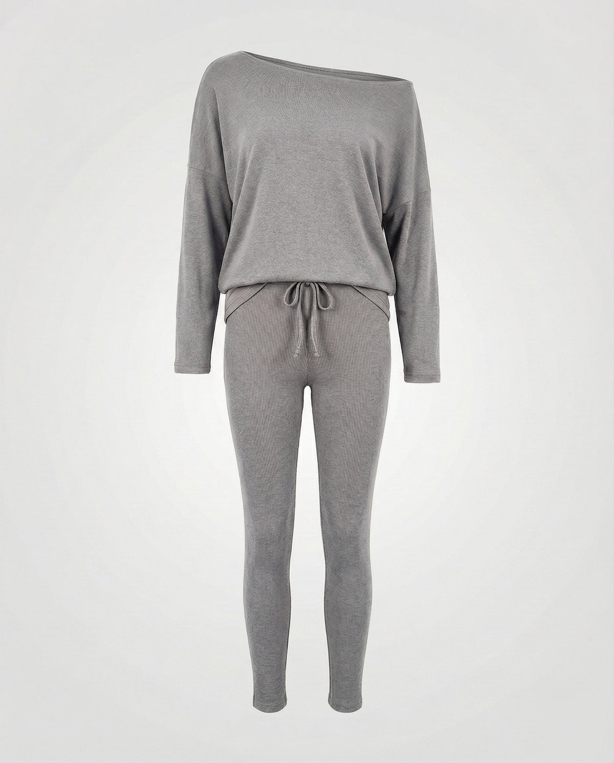 Women's Knit Loungewear Set with Oversized Shoulders - product shot