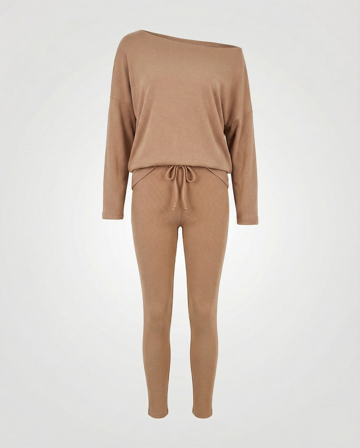 Women's Knit Loungewear Set with Oversized Shoulders - product shot