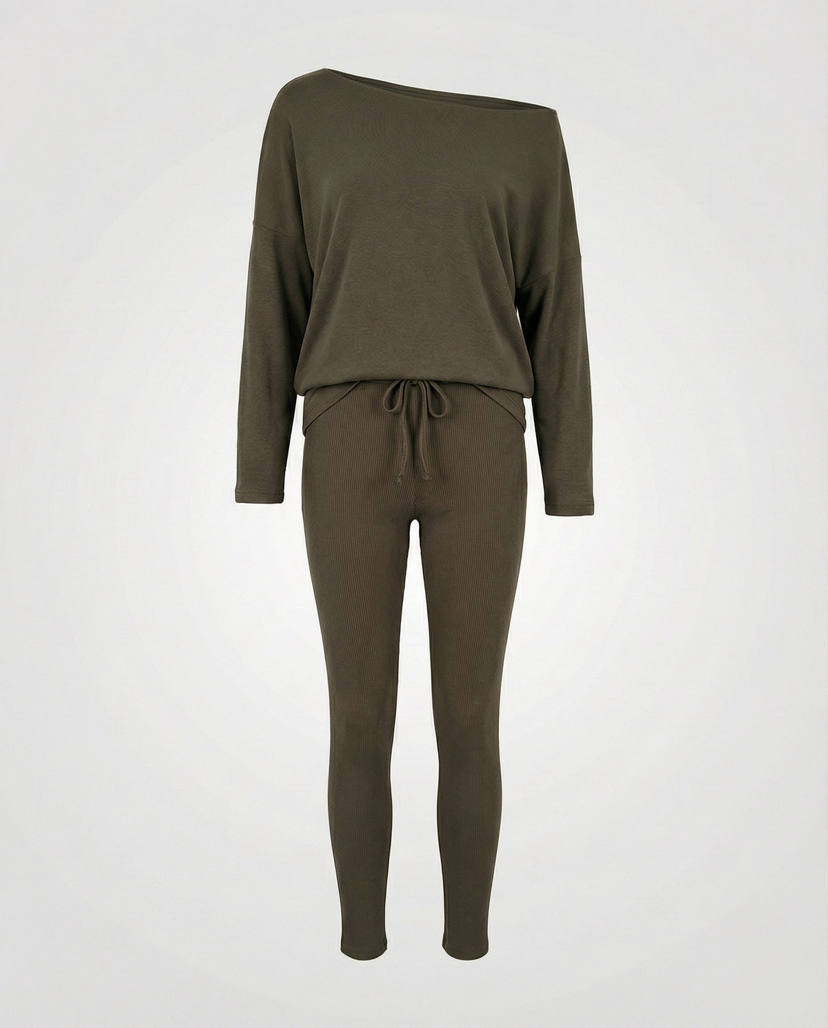 Women's Knit Loungewear Set with Oversized Shoulders - product shot