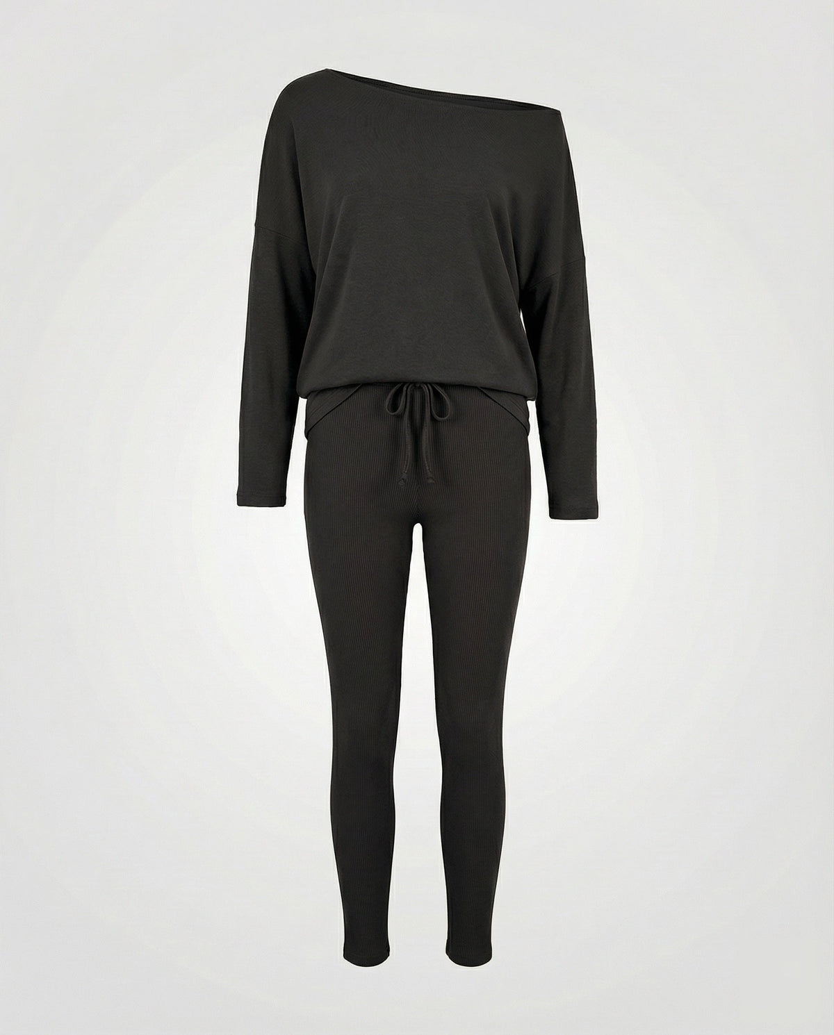 Women's Knit Loungewear Set with Oversized Shoulders - product shot