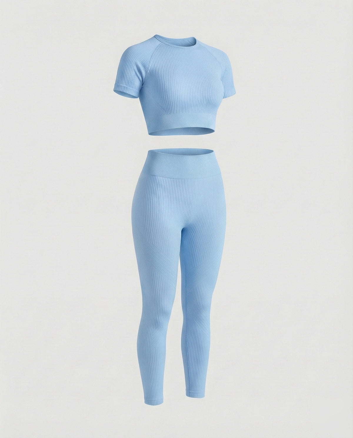 Women's Ribbed Crop Top and Leggings Stretch Set - product shot