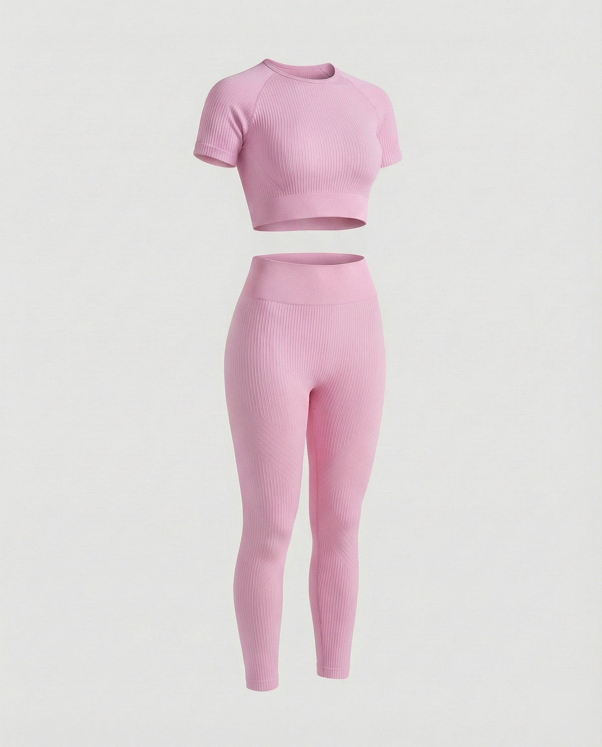 Women's Ribbed Crop Top and Leggings Stretch Set - product shot