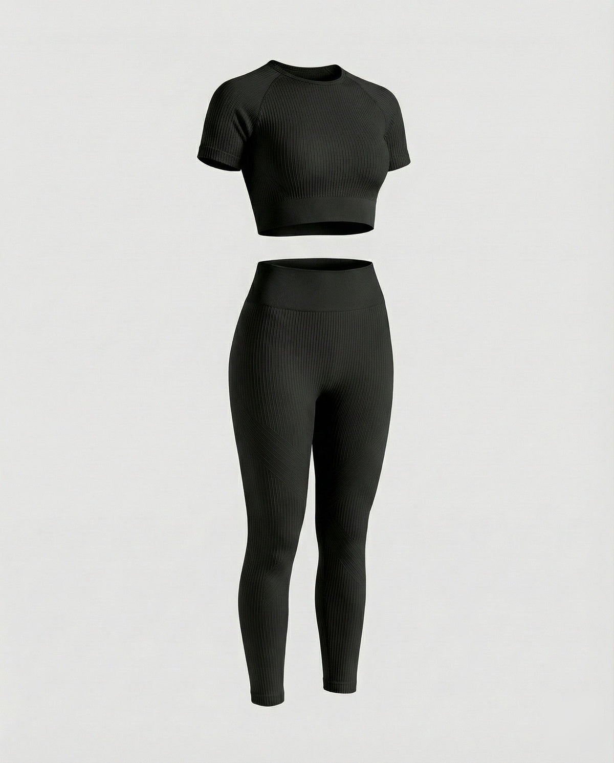 Women's Ribbed Crop Top and Leggings Stretch Set - product shot