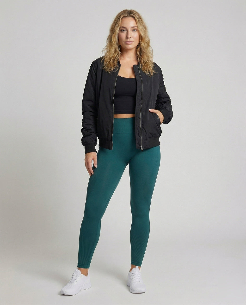 Women's Compression Leggings with Calf Ribbing - lower body view