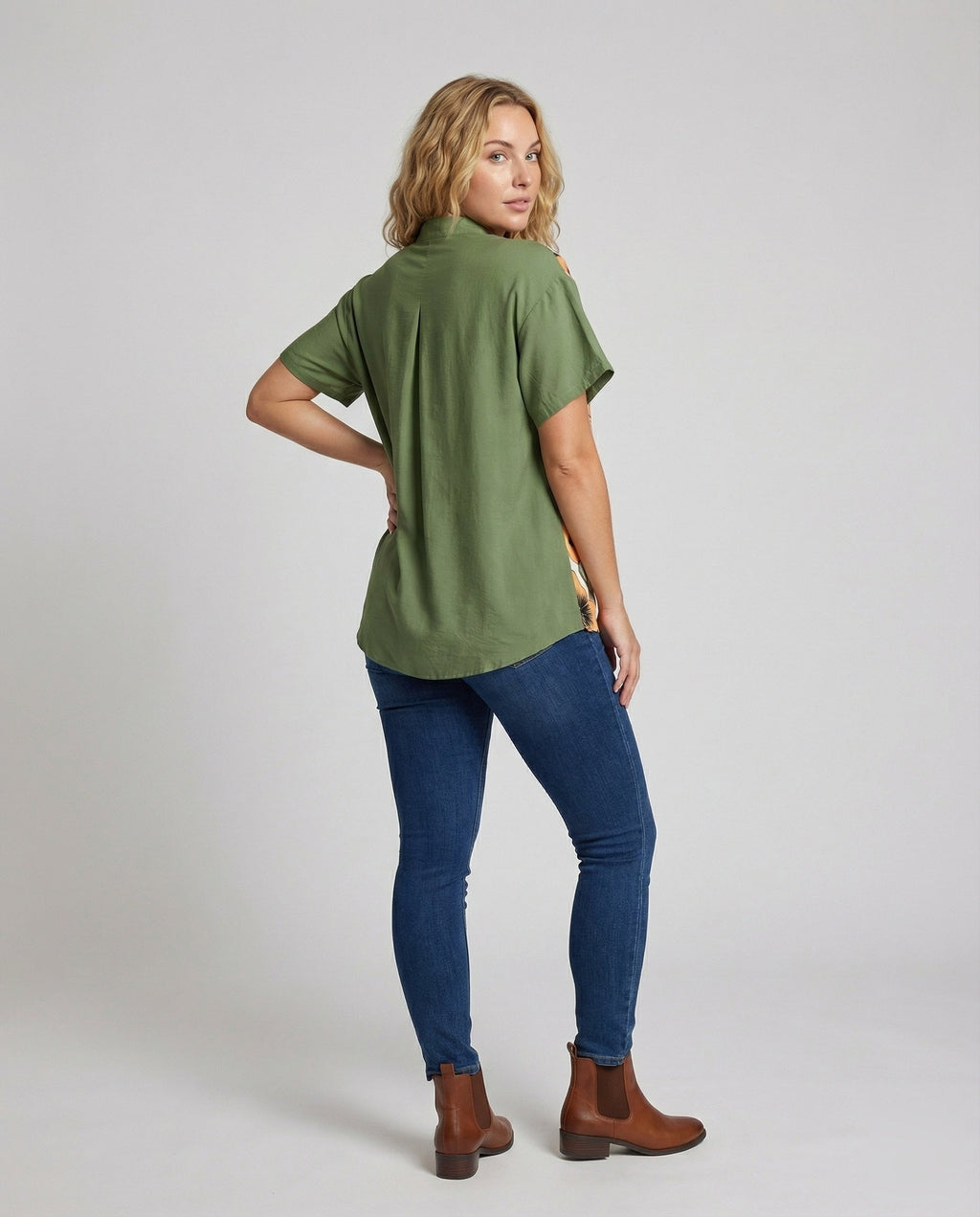 Women's Blouse Shirt Oversize Mandarin Collars - back view