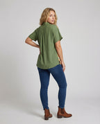 Women's Blouse Shirt Oversize Mandarin Collars - back view