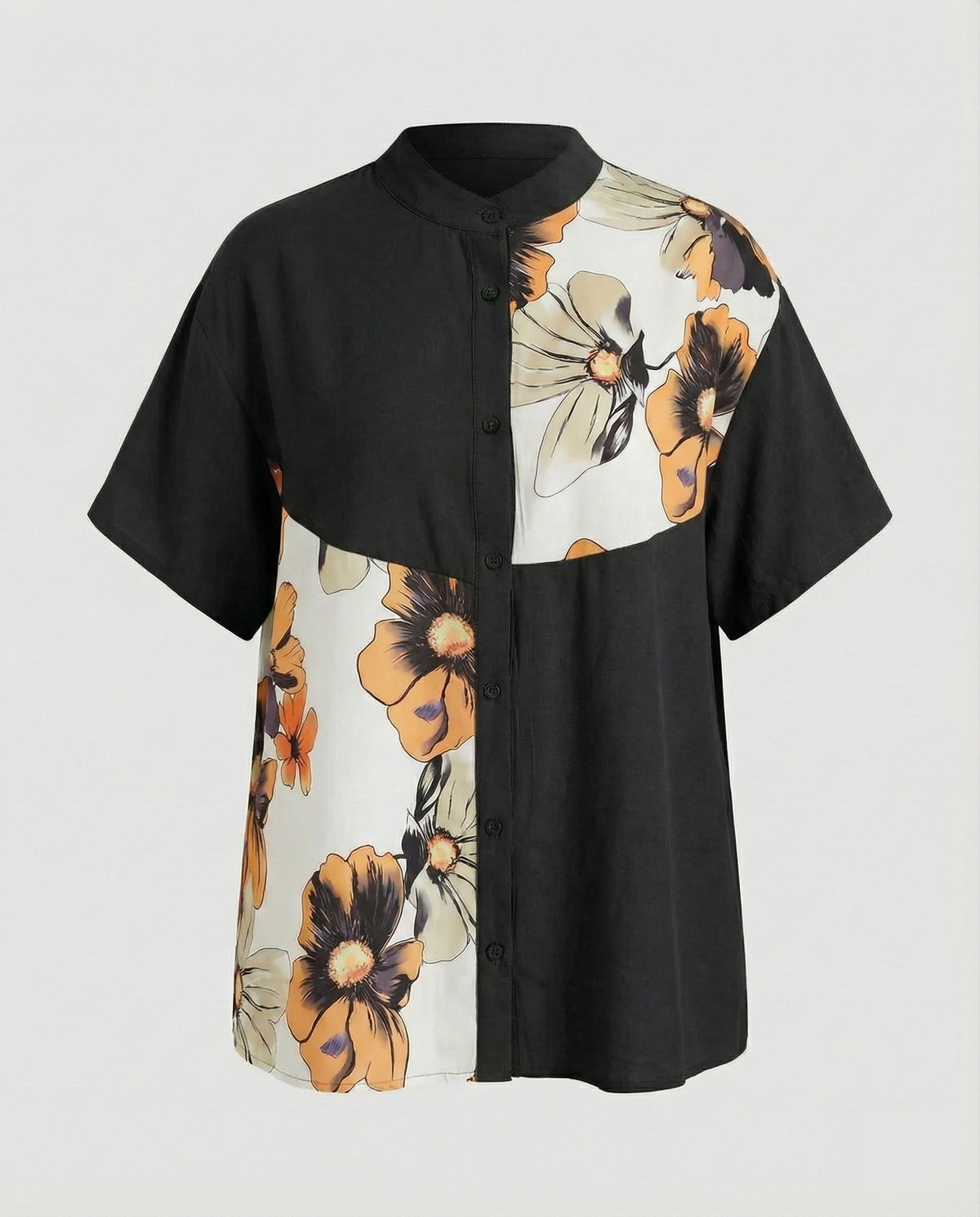 Women's Blouse Shirt Oversize Mandarin Collars - product shot