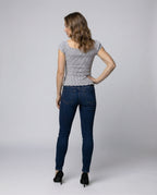 Women Blouse Top Fitted Corset Seams Ruffle - back view