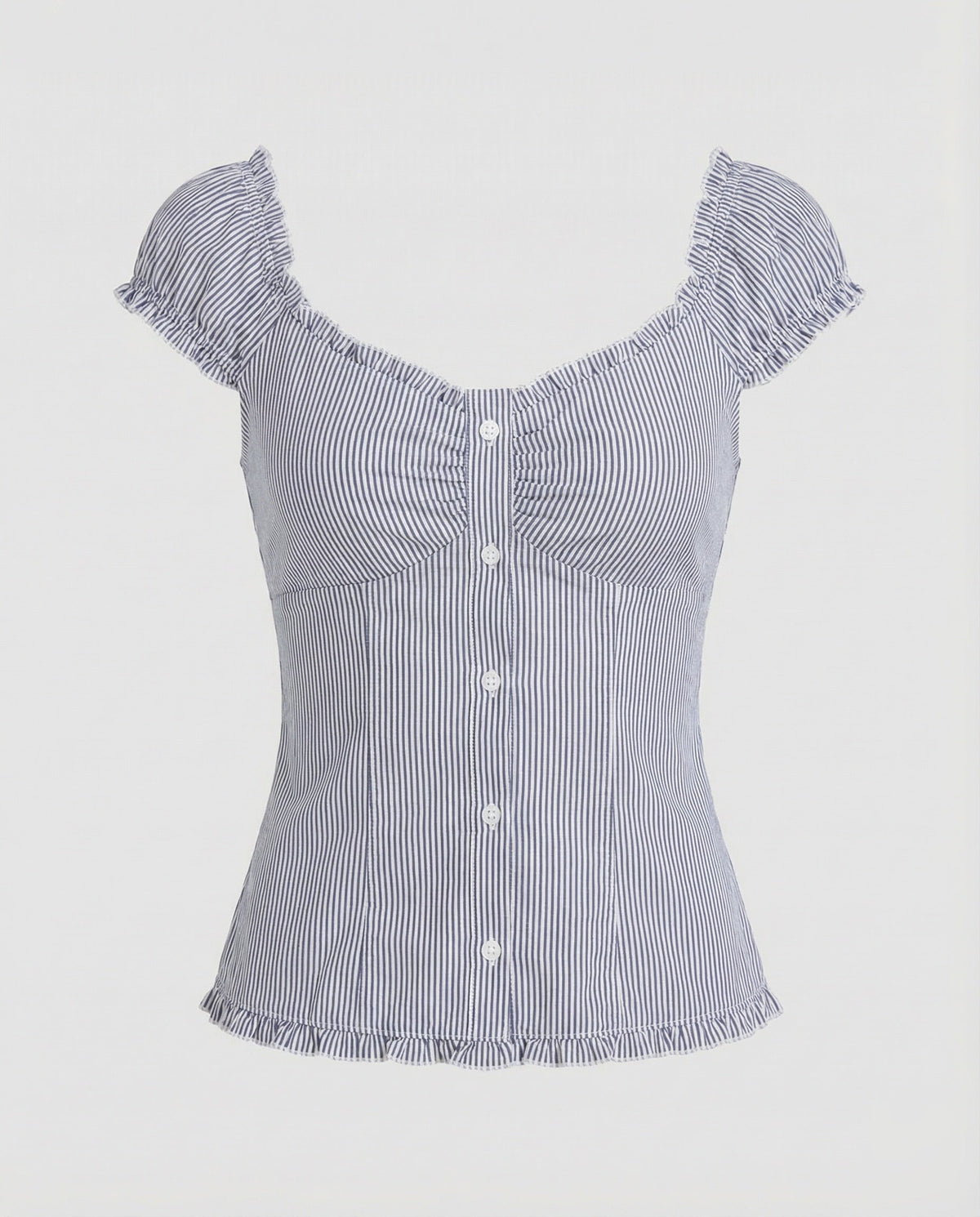 Women Blouse Top Fitted Corset Seams Ruffle - product shot