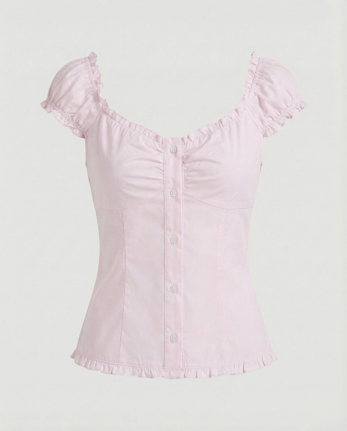 Women Blouse Top Fitted Corset Seams Ruffle - product shot